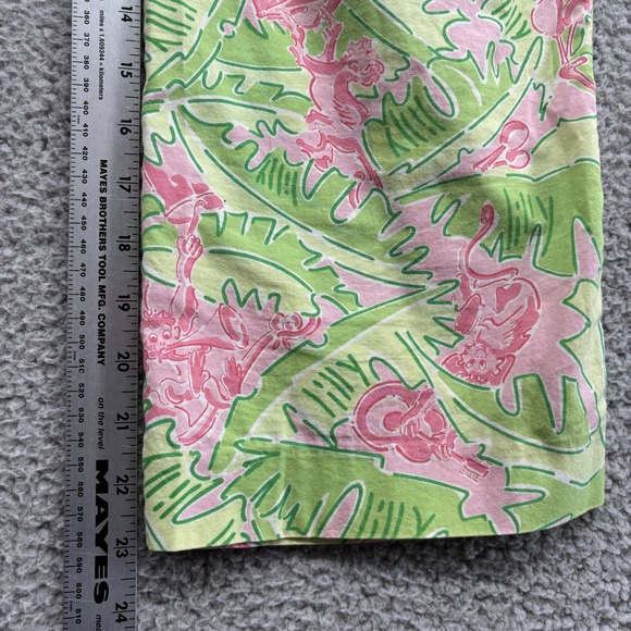 Lilly Pulitzer Monkey Music Pants Womens 8 Pink Green Cropped Capri Fun Tropical - Picture 7 of 8